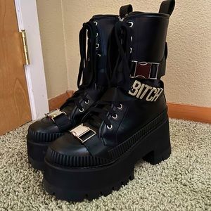 Black Platform Combat Boots